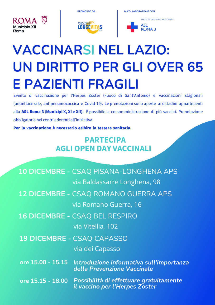 Inizia PRE-VIA: il progetto vaccinale per gli over 65 nel Municipio XII