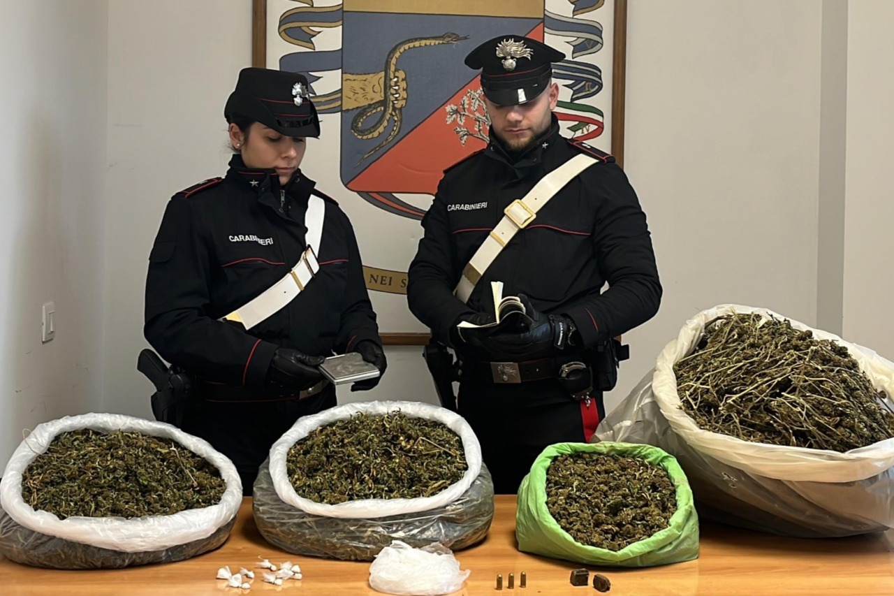 Scoperti quasi 9 Kg di marijuana nel fosso: due arresti dei Carabinieri
