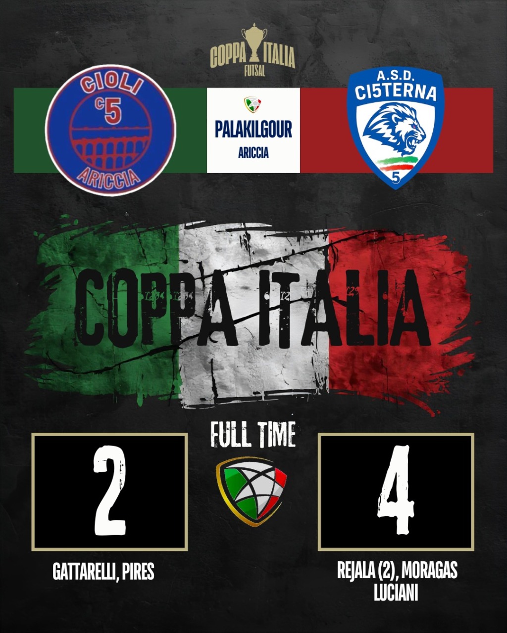 Cisterna avanza in Coppa Italia, battuto il Cioli Ariccia. Ora il derby col Formia