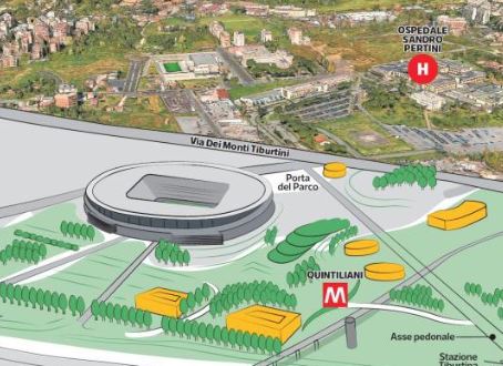 Nuovo stadio della Roma, il Campidoglio chiarisce: “Incremento delle aree verdi previsto”