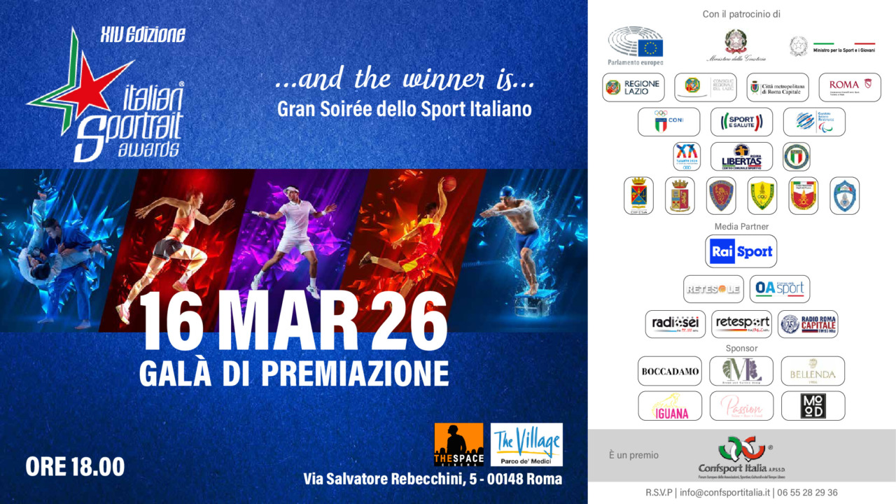 Cerimonia di premiazione degli Italian Sportrait Awards il 16 marzo a Roma